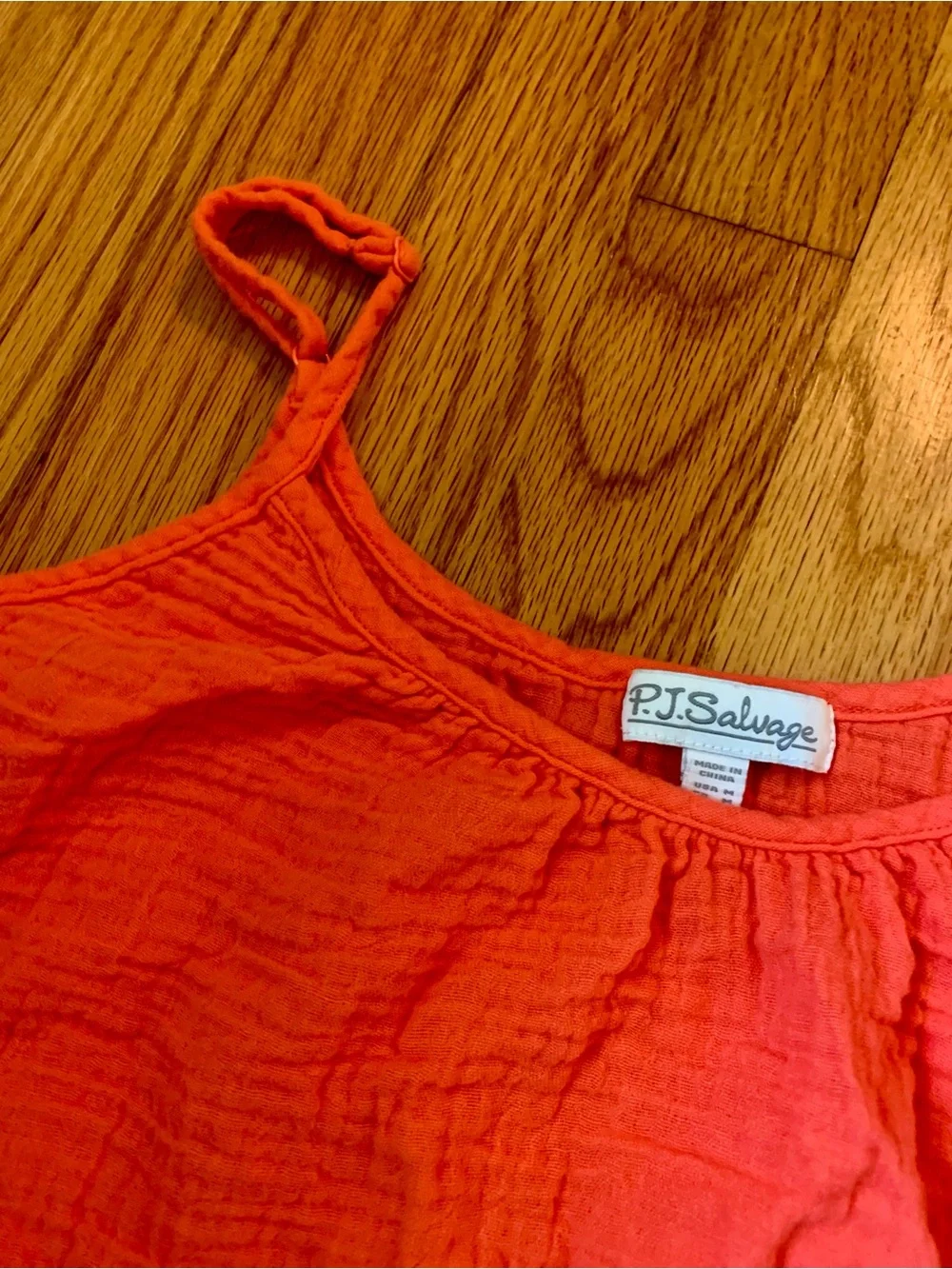 PJ Salvage Coral Pink Two-Piece Pajama Set with Leaf Print Robe